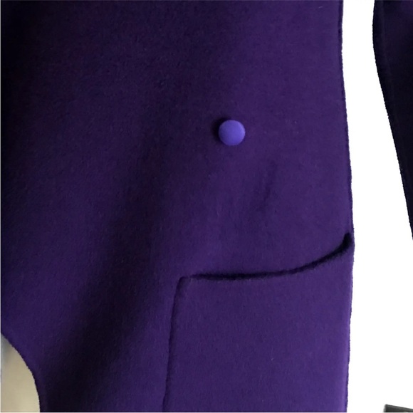 St. John Hand Sewn Coat Wool Blend Sz P Purple Patch Pockets - Picture 10 of 13